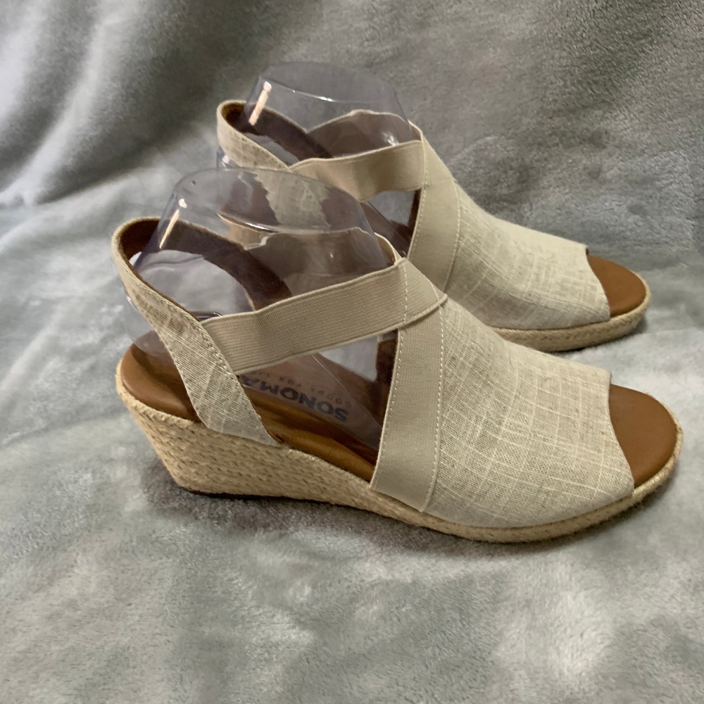 Sonoma Womens Vitalize Beige Espadrille Wedge Sandals 8.5 M Boho Resort Flaw - Picture 7 of 16